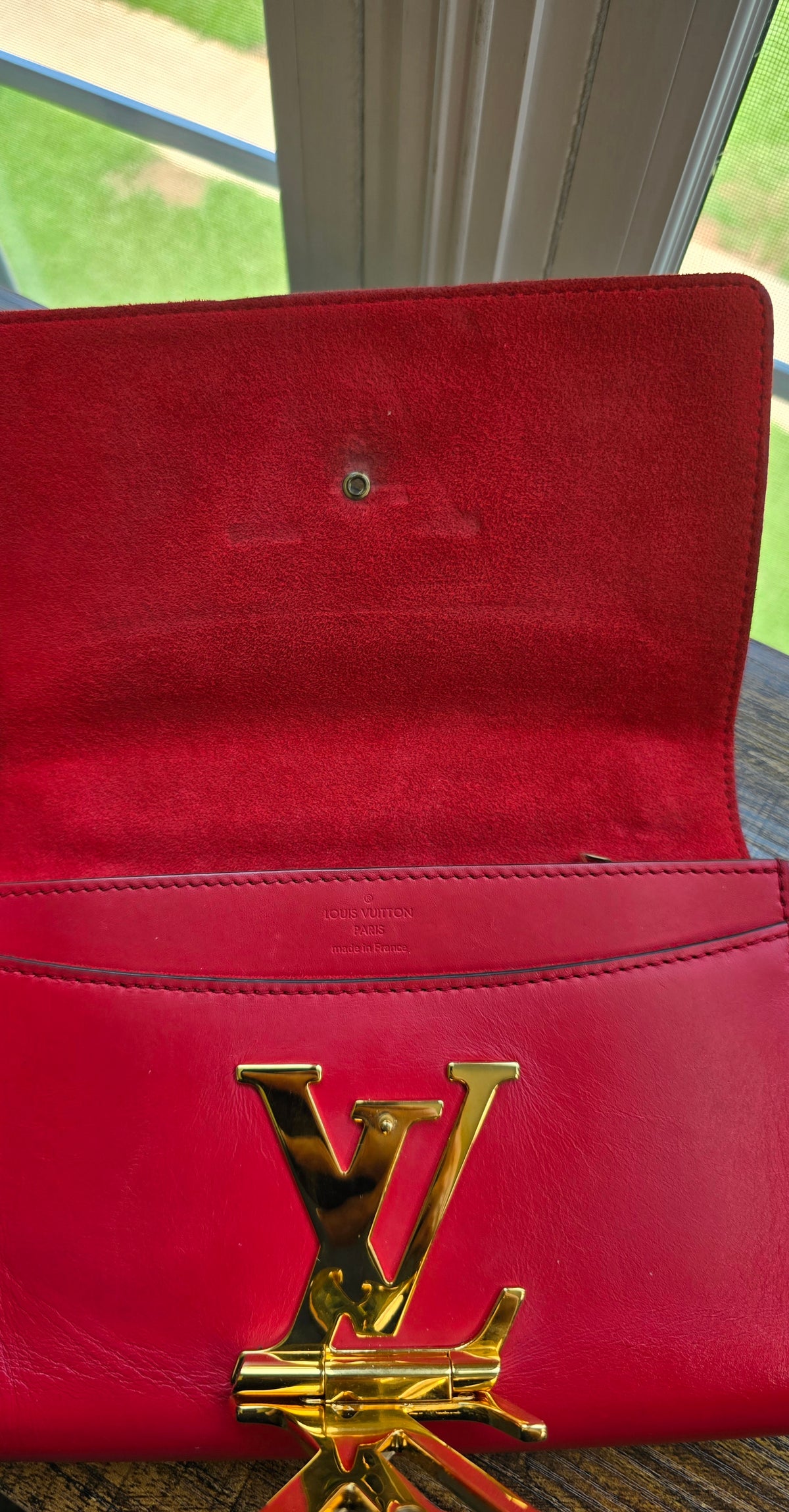 Louis Vuitton Louise MM Rouge Calfskin Leather Chain Bag