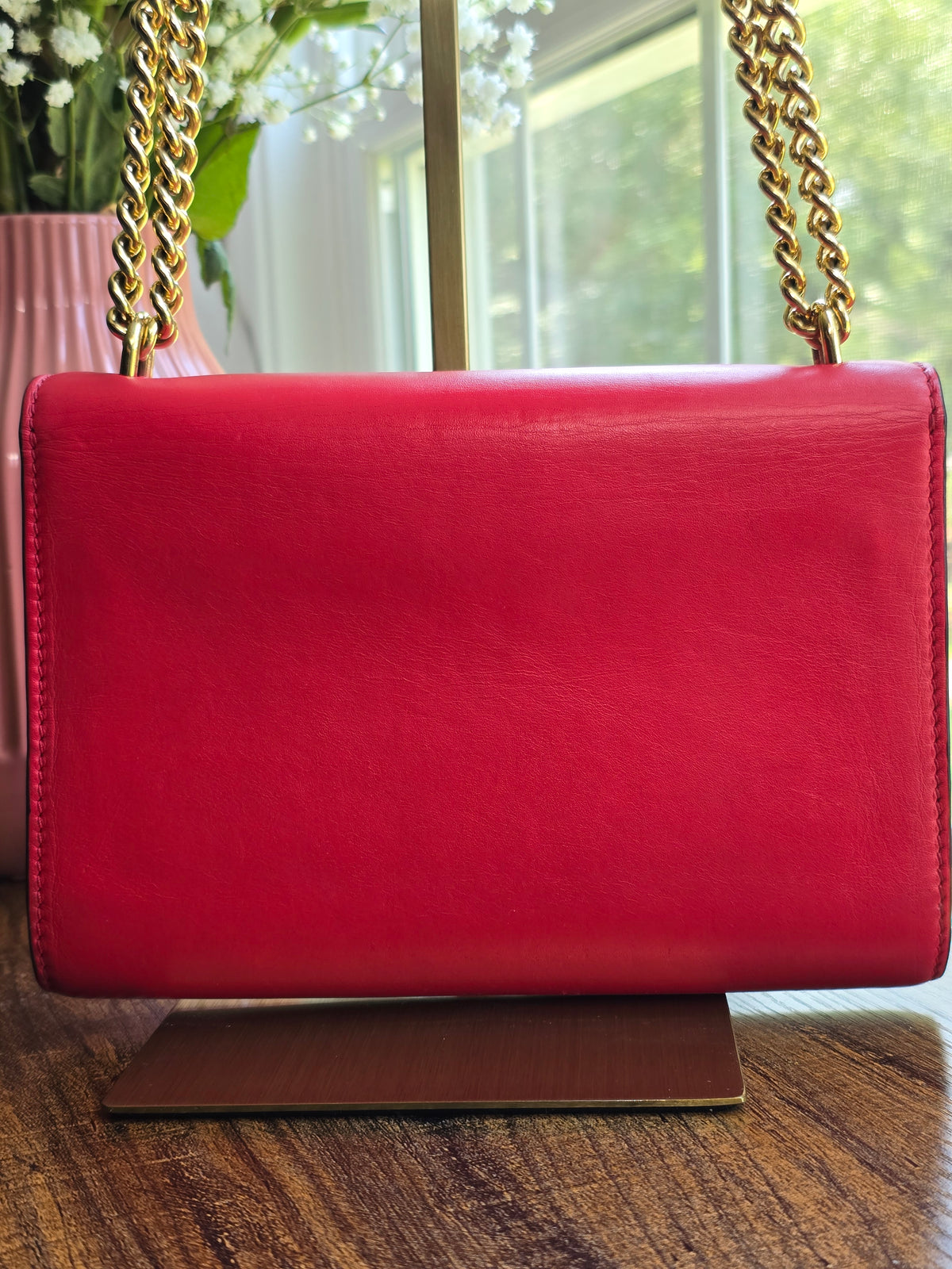 Louis Vuitton Louise MM Rouge Calfskin Leather Chain Bag