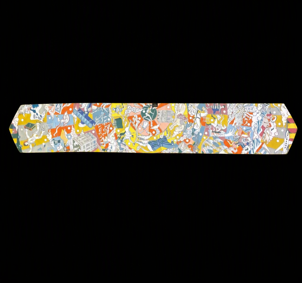 Hermes Silk Muffler Scarf in the "L'Epopee d'Hermes" Design