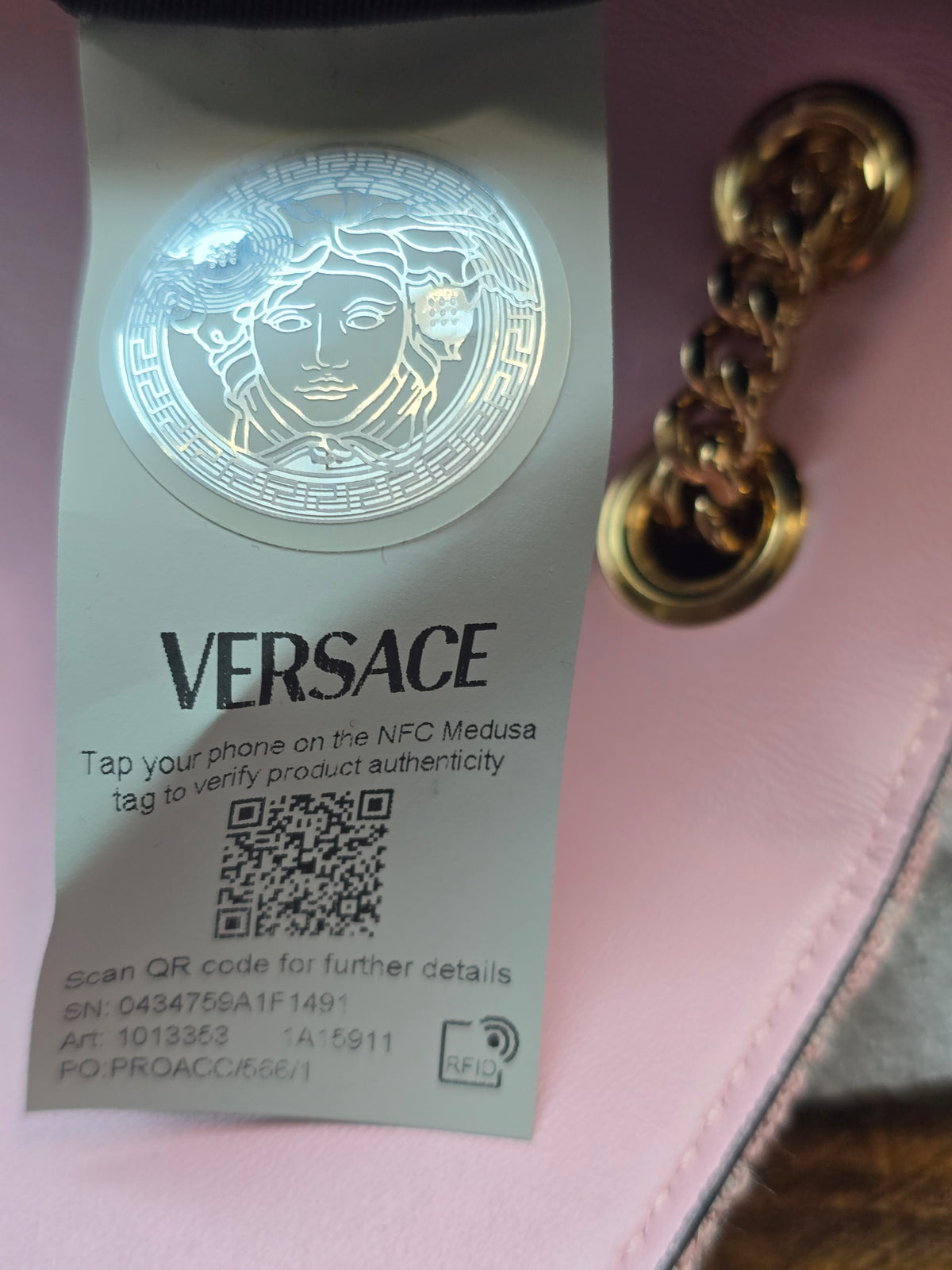 Versace Baroque Jacquard Quilted Medusa Shoulder Bag in Baby Pink