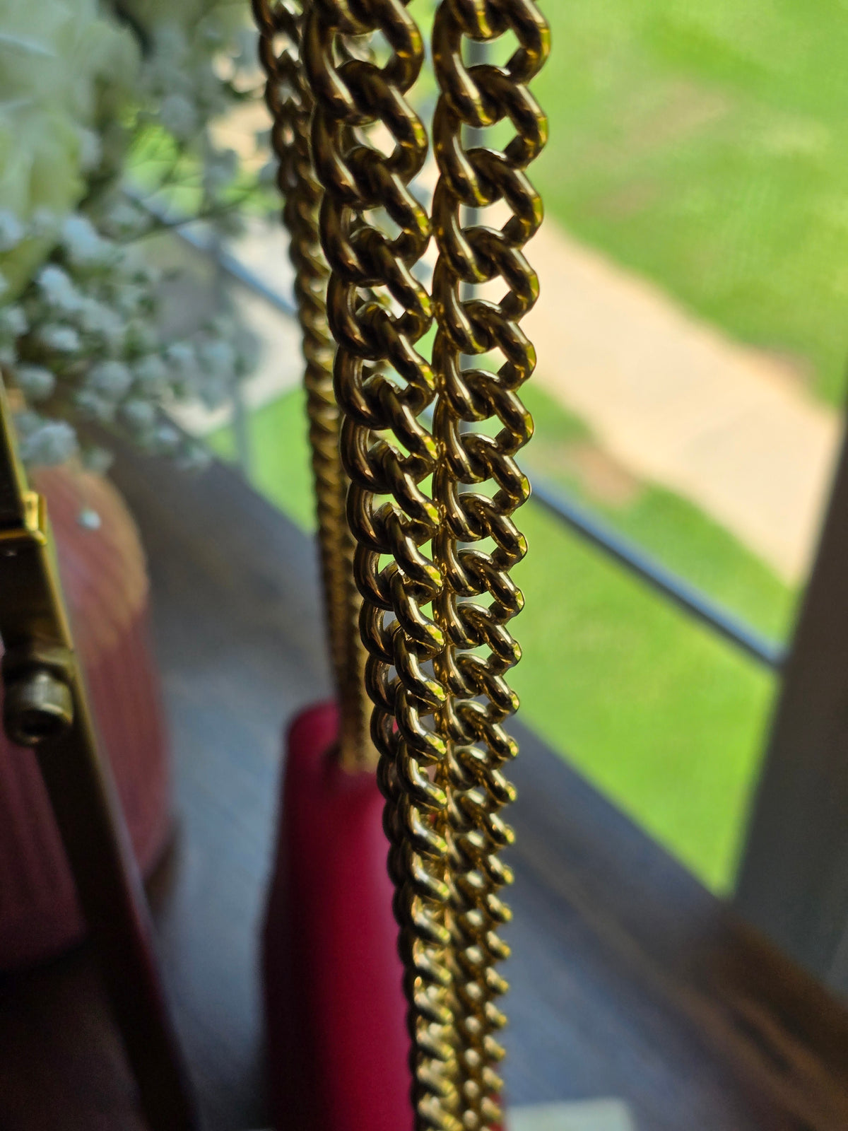 Louis Vuitton Louise MM Rouge Calfskin Leather Chain Bag