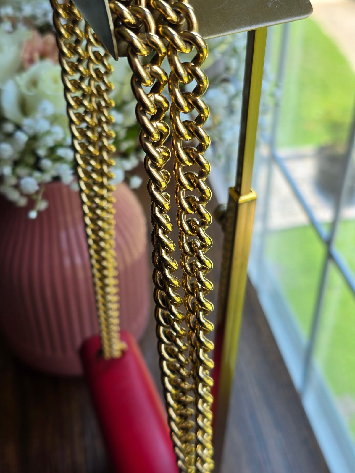 Louis Vuitton Louise MM Rouge Calfskin Leather Chain Bag