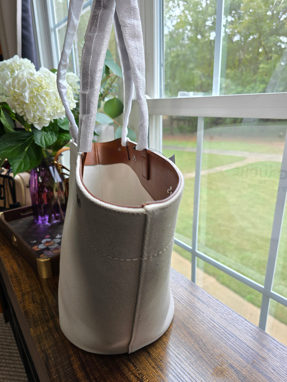 Saint Laurent Rive Gauche Triangle Canvas Tote