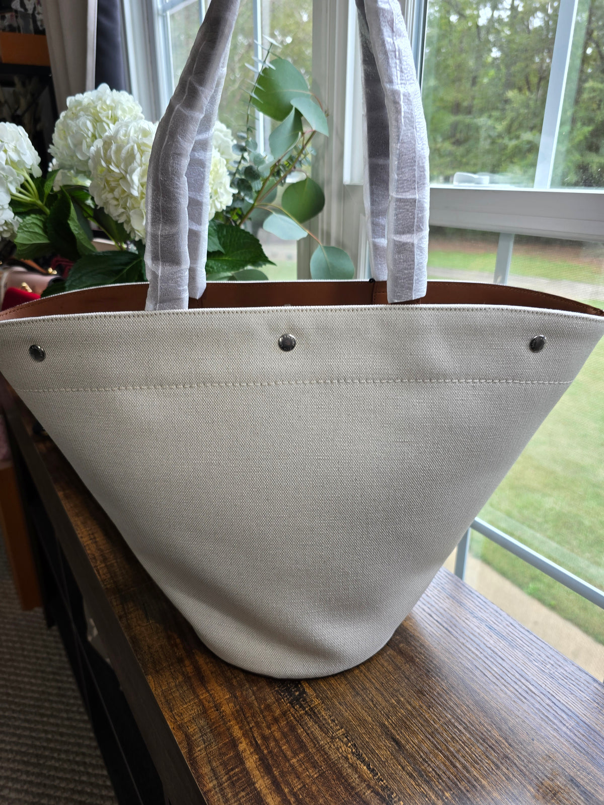Saint Laurent Rive Gauche Triangle Canvas Tote