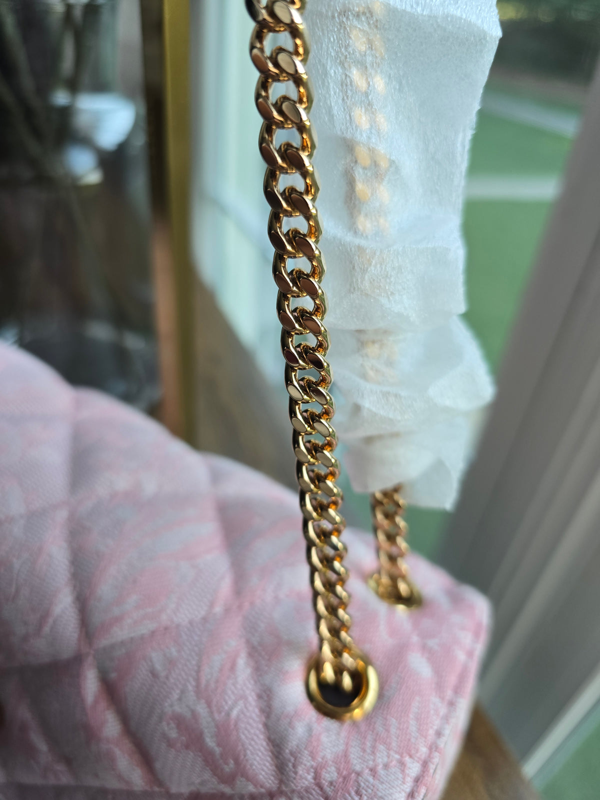 Versace Baroque Jacquard Quilted Medusa Shoulder Bag in Baby Pink