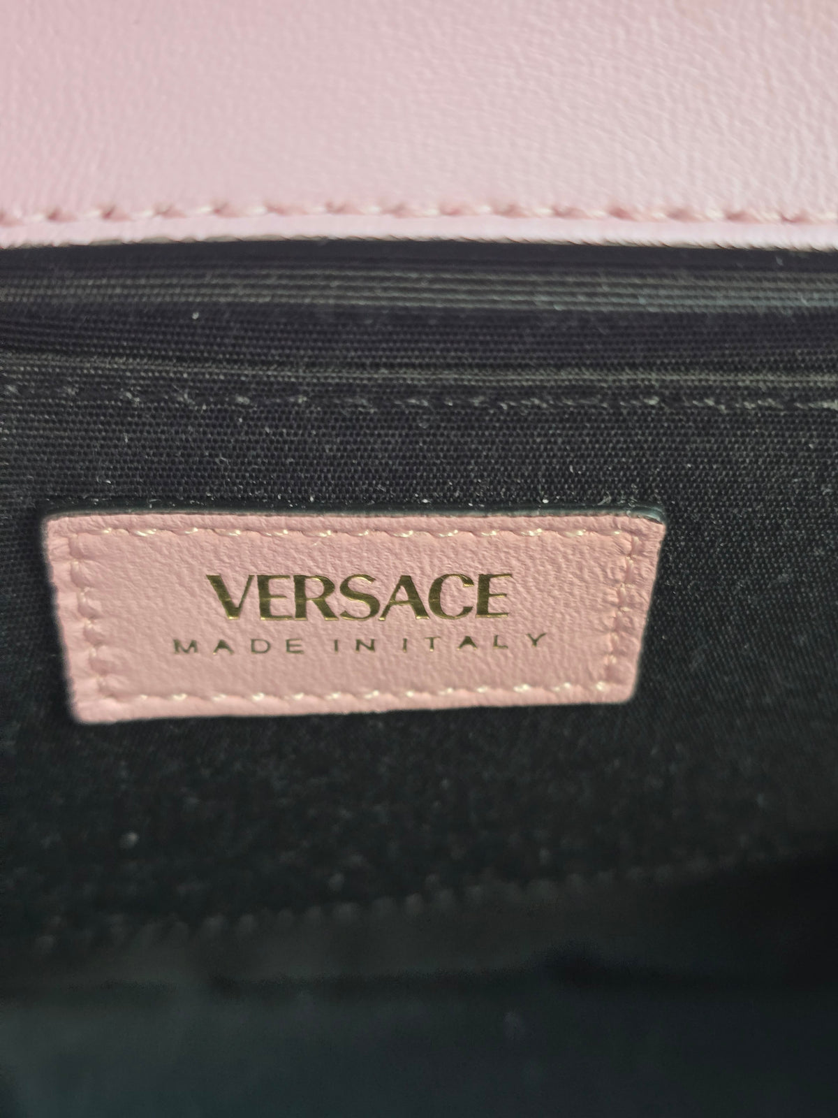 Versace Baroque Jacquard Quilted Medusa Shoulder Bag in Baby Pink