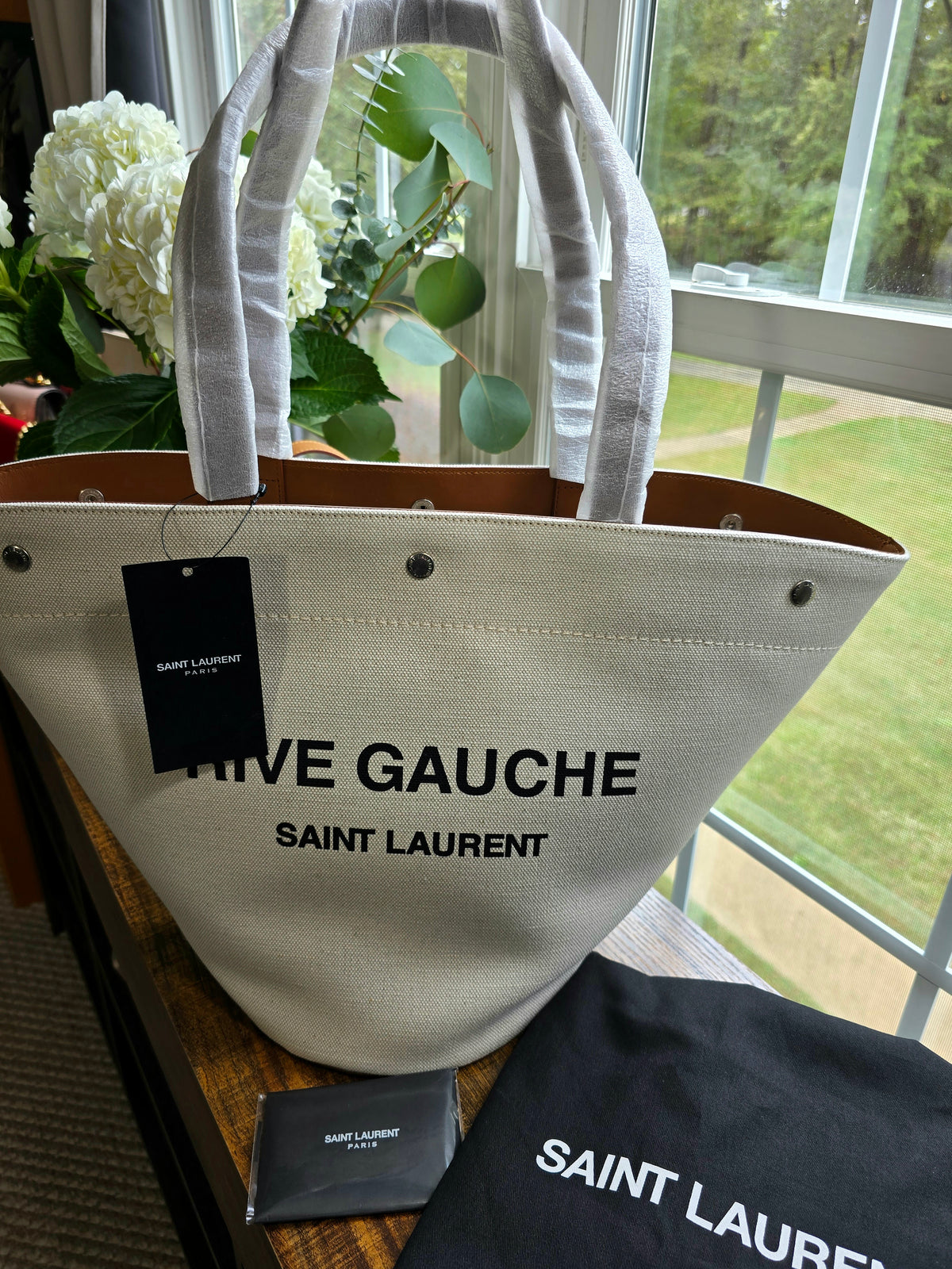 Saint Laurent Rive Gauche Triangle Canvas Tote