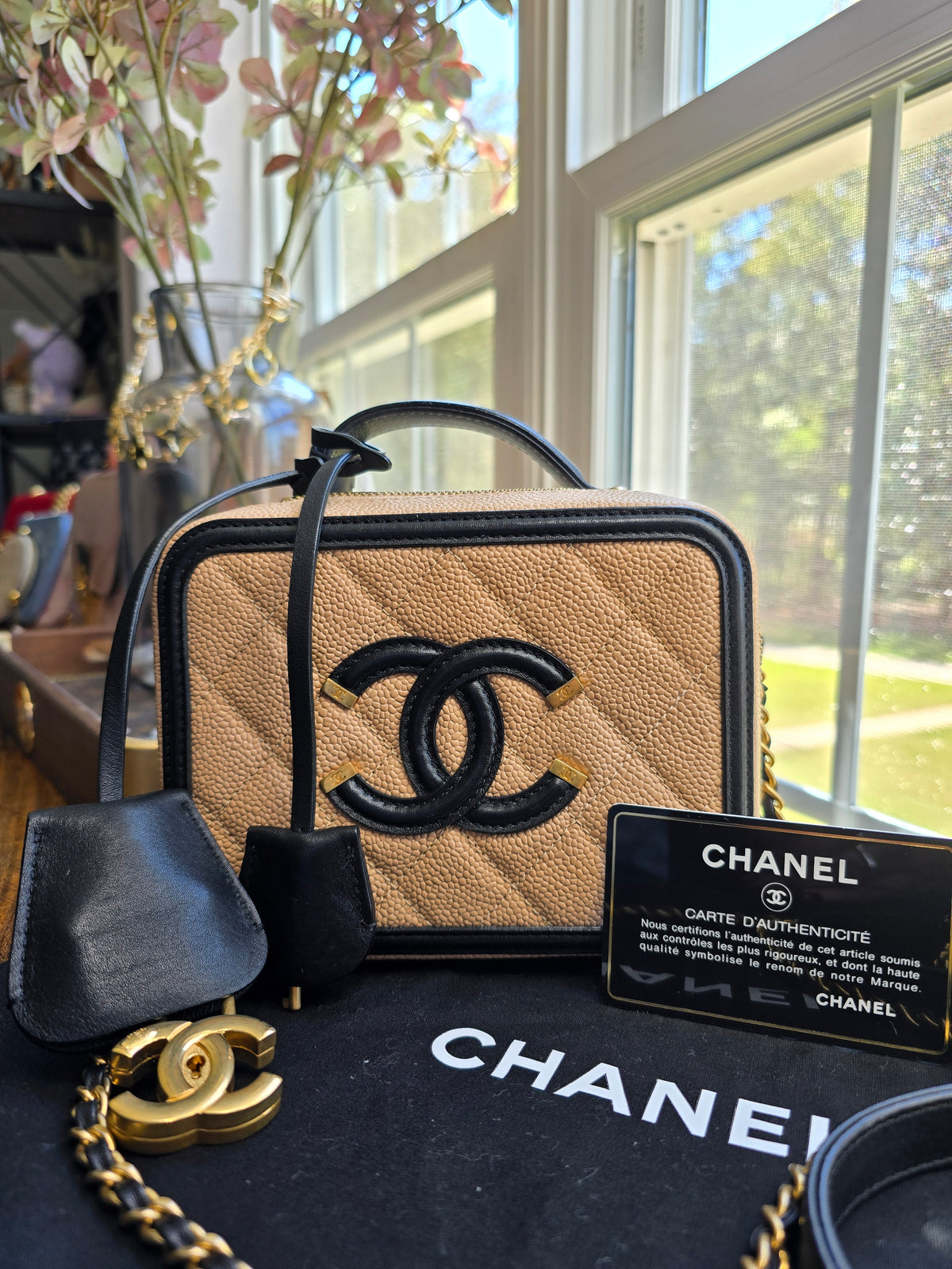 Chanel Caviar Quilted Small CC Filigree Vanity Case