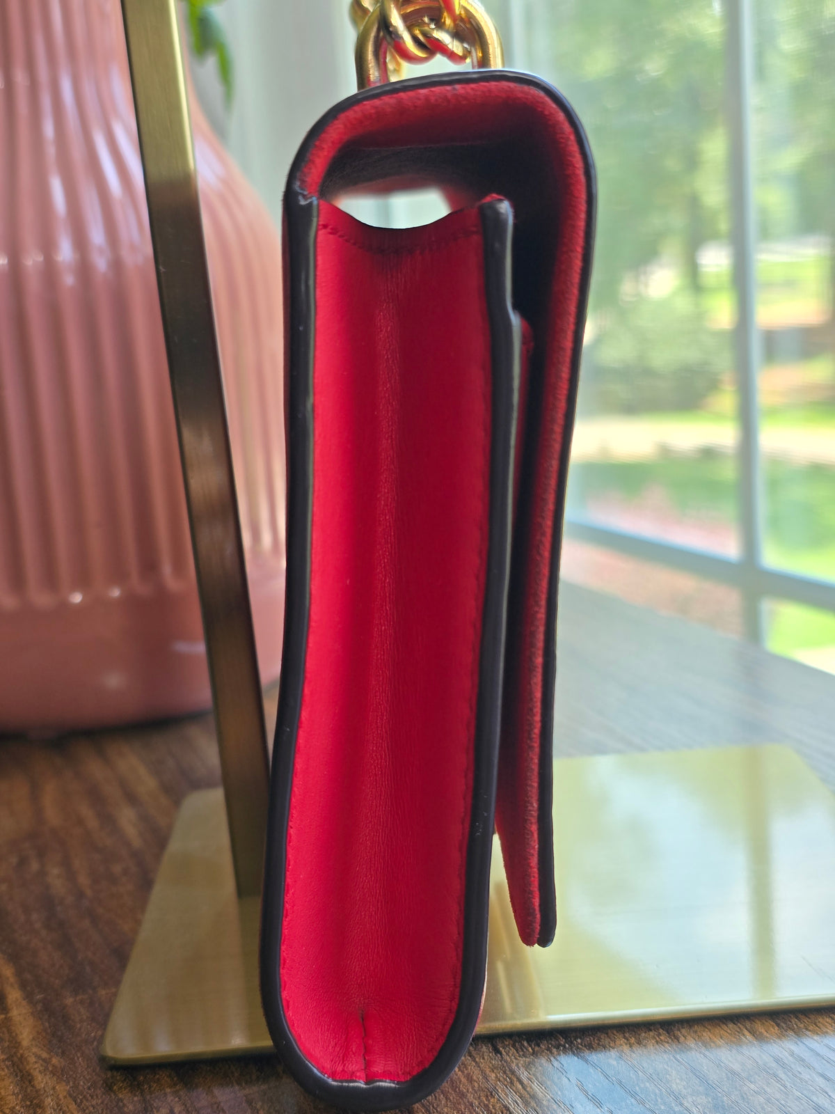 Louis Vuitton Louise MM Rouge Calfskin Leather Chain Bag
