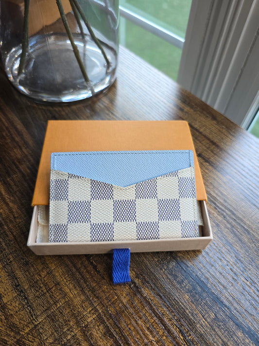 Louis Vuitton Daily Card Holder in Damier Azur with Olympe Blue V-shape