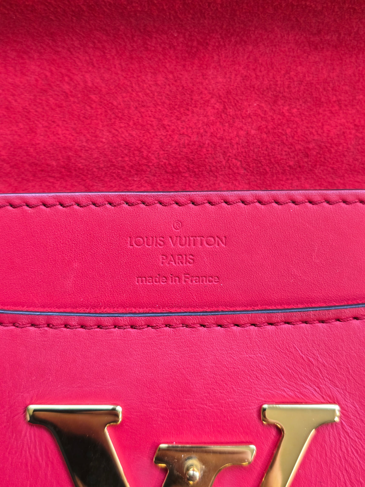 Louis Vuitton Louise MM Rouge Calfskin Leather Chain Bag