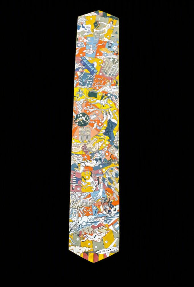 Hermes Silk Muffler Scarf in the "L'Epopee d'Hermes" Design